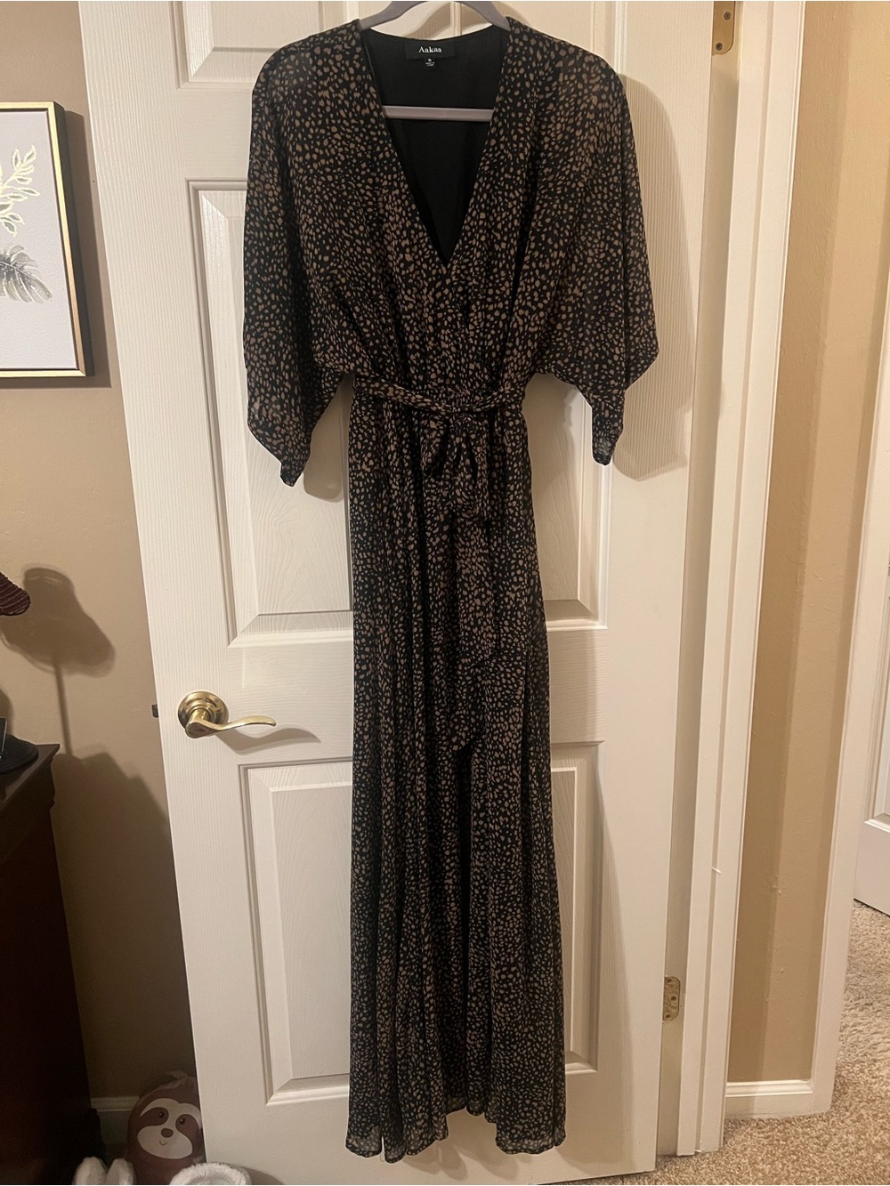 NWOT Aakaa 🛍️3 for 25 🛍️ Vici Black & Brown Leopard Dolman Sleeve Maxi Dress Sm